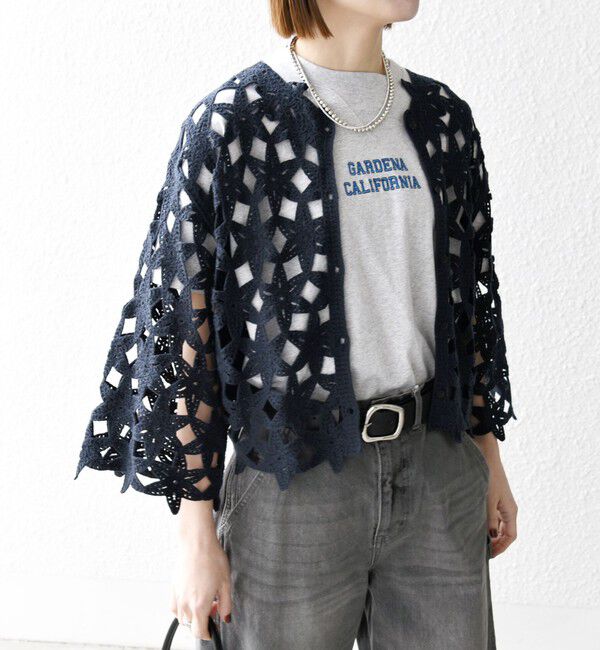 SHIPS any「SHIPS any:〈手洗い可能〉フラワー クロシェ レース カーディガン」|カーディガン|
