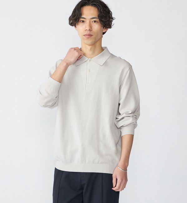 SHIPS「SHIPS:〈手洗い可能/抗菌防臭〉16ゲージ インレイ ロングスリーブ ポロニット」|ニット・セーター|