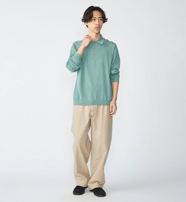 SHIPS「SHIPS:〈手洗い可能/抗菌防臭〉16ゲージ インレイ ロングスリーブ ポロニット」|ニット・セーター|