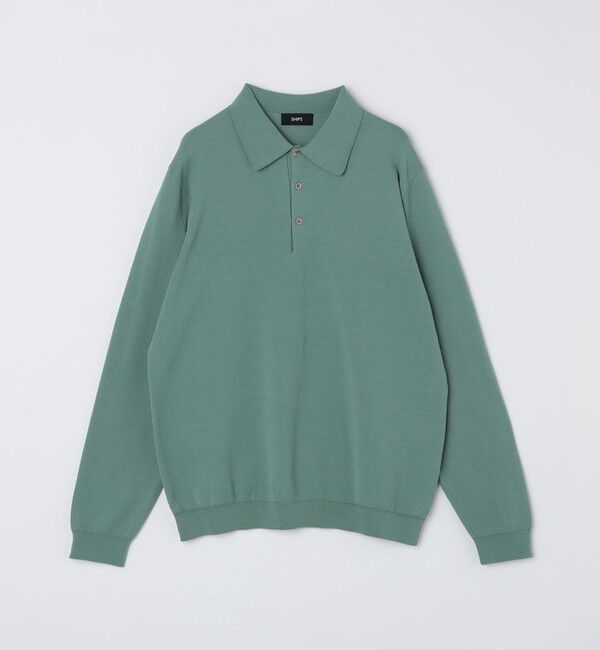 SHIPS「SHIPS:〈手洗い可能/抗菌防臭〉16ゲージ インレイ ロングスリーブ ポロニット」|ニット・セーター|