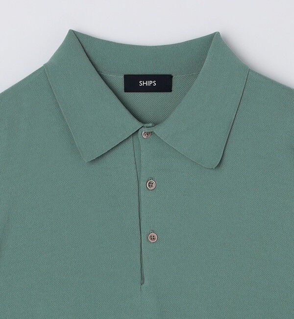 SHIPS「SHIPS:〈手洗い可能/抗菌防臭〉16ゲージ インレイ ロングスリーブ ポロニット」|ニット・セーター|