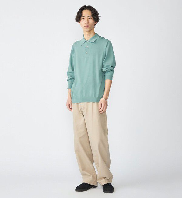 SHIPS「SHIPS:〈手洗い可能/抗菌防臭〉16ゲージ インレイ ロングスリーブ ポロニット」|ニット・セーター|