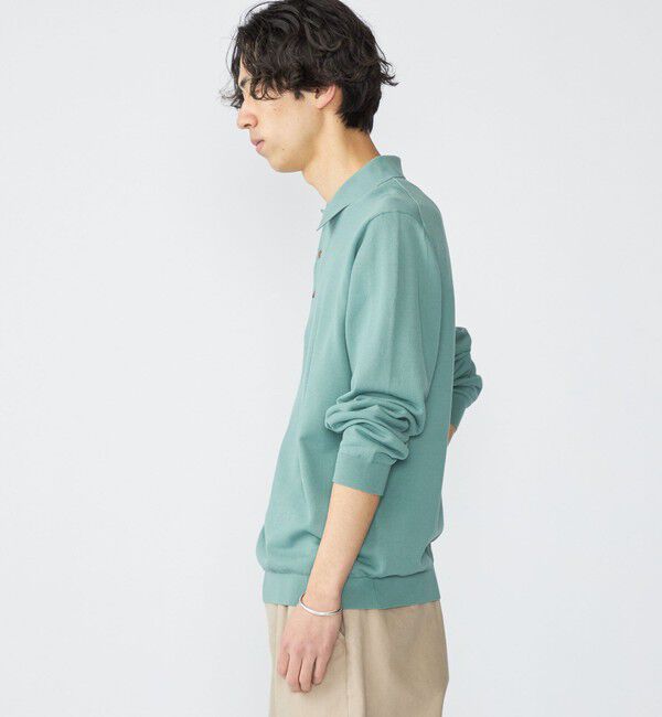 SHIPS「SHIPS:〈手洗い可能/抗菌防臭〉16ゲージ インレイ ロングスリーブ ポロニット」|ニット・セーター|