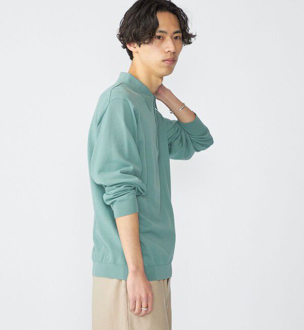 SHIPS「SHIPS:〈手洗い可能/抗菌防臭〉16ゲージ インレイ ロングスリーブ ポロニット」|ニット・セーター|