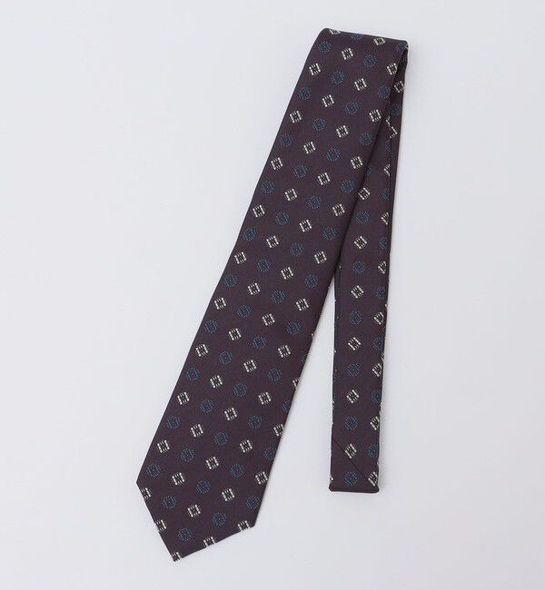 SHIPS「Puccini: シルク スクエア 小紋 タイ」|ネクタイ・蝶ネクタイ|ワイン