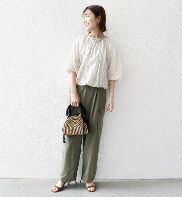 SHIPS any「SHIPS any:〈洗濯機可能〉ラメ ドビー ギャザー パフ スリーブ ブラウス」|シャツ・ブラウス|