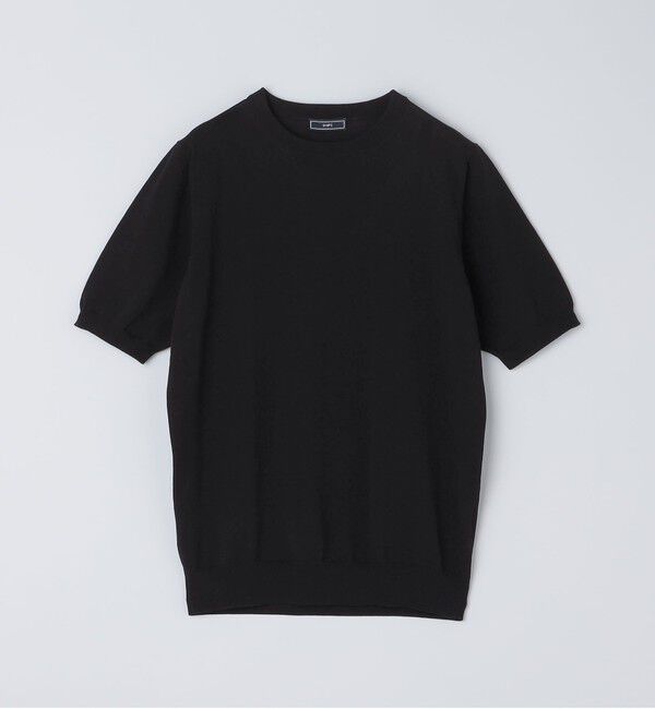 SHIPS「SHIPS: ICE COTTON クルーネック ショートスリーブ ニットTシャツ」|Tシャツ・カットソー|ブラック