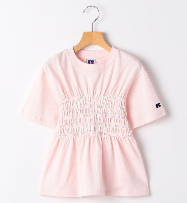 SHIPS KIDS「【SHIPS KIDS別注】RUSSELL ATHLETIC:140～150cm/ ギャザー プリント 半袖 TEE」|Tシャツ・カットソー|ピンク