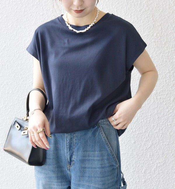 SHIPS any「SHIPS any:〈接触冷感/汗染み防止加工/洗濯機可能〉ドロスト フレンチスリーブ TEE」|Tシャツ・カットソー|