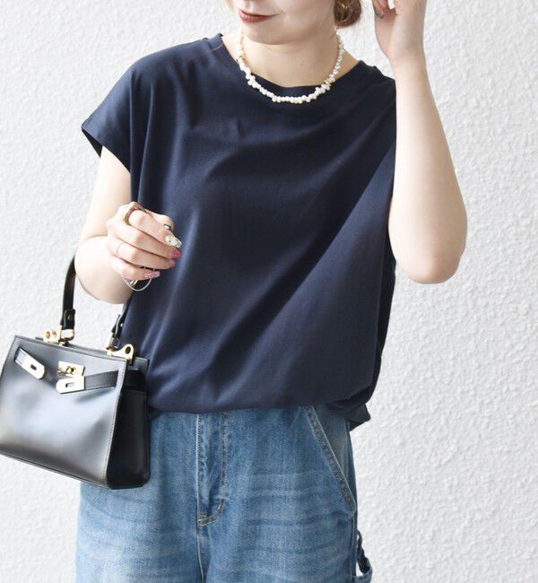 SHIPS any「SHIPS any:〈接触冷感/汗染み防止加工/洗濯機可能〉ドロスト フレンチスリーブ TEE」|Tシャツ・カットソー|