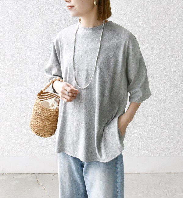 SHIPS any「SHIPS any:〈接触冷感/汗染み防止加工/洗濯機可能〉ラウンドヘム クルー ビッグ TEE」|Tシャツ・カットソー|