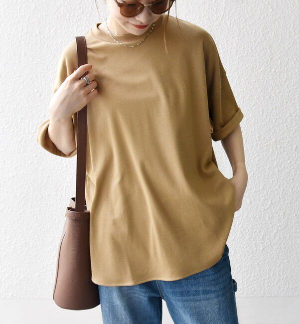 SHIPS any「SHIPS any:〈接触冷感/汗染み防止加工/洗濯機可能〉ラウンドヘム クルー ビッグ TEE」|Tシャツ・カットソー|