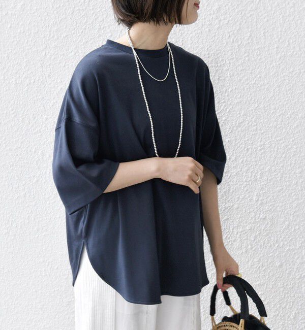 SHIPS any「SHIPS any:〈接触冷感/汗染み防止加工/洗濯機可能〉ラウンドヘム クルー ビッグ TEE」|Tシャツ・カットソー|