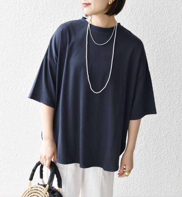 SHIPS any「SHIPS any:〈接触冷感/汗染み防止加工/洗濯機可能〉ラウンドヘム クルー ビッグ TEE」|Tシャツ・カットソー|