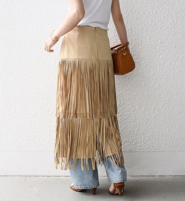 SHIPS any「bon_meur:〈手洗い可能〉フリンジ ティアード タイト スカート」|スカート|