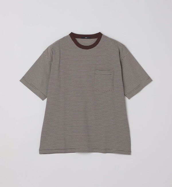 SHIPS「SHIPS: マイクロ ボーダー ショートスリーブ Tシャツ」|Tシャツ・カットソー|ブラウン