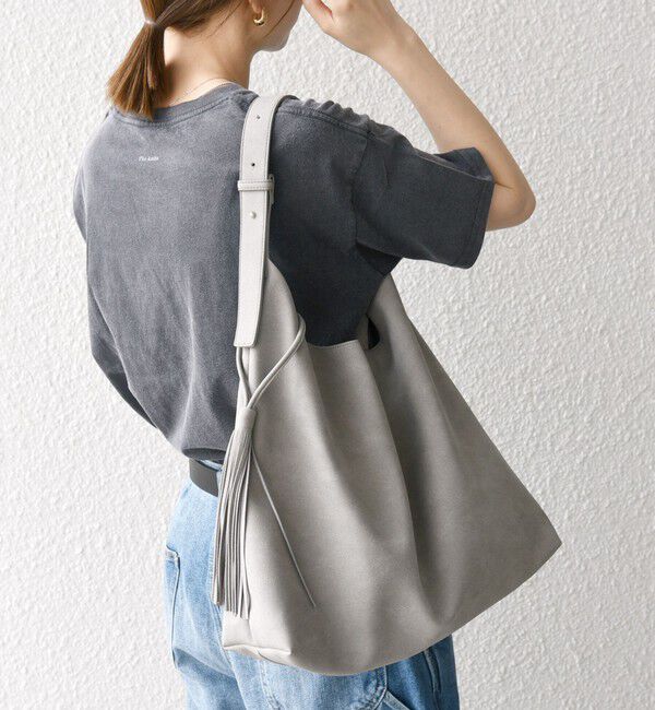 SHIPS any「SHIPS any: A4 タッセル ワンショルダー バッグ」|トートバッグ|グレー系その他