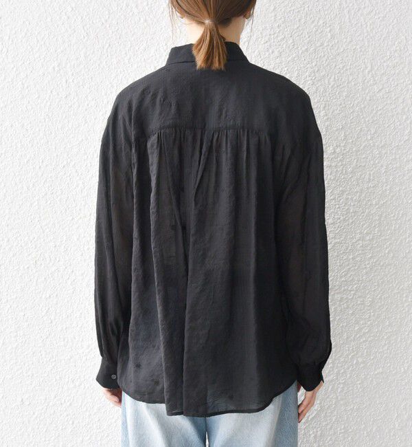 SHIPS any「《追加予約》【WEB限定】SHIPS any:〈手洗い可能〉シアー ドット レギュラーカラー ギャザー シャツ」|シャツ・ブラウス|