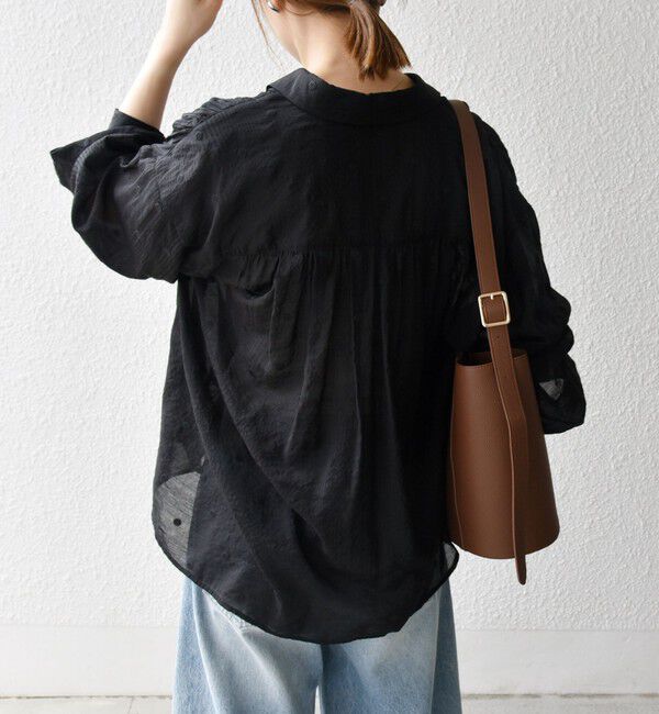 SHIPS any「《追加予約》【WEB限定】SHIPS any:〈手洗い可能〉シアー ドット レギュラーカラー ギャザー シャツ」|シャツ・ブラウス|