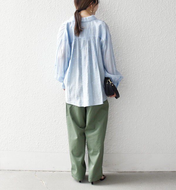 SHIPS any「《追加予約》【WEB限定】SHIPS any:〈手洗い可能〉シアー ドット レギュラーカラー ギャザー シャツ」|シャツ・ブラウス|