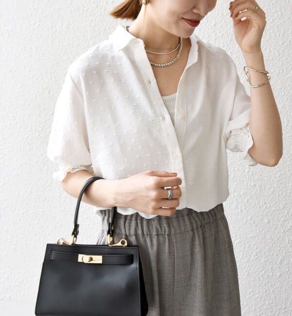 SHIPS any「SHIPS any:〈洗濯機可能〉カットドビー ジャージー パフ シャツ」|Tシャツ・カットソー|