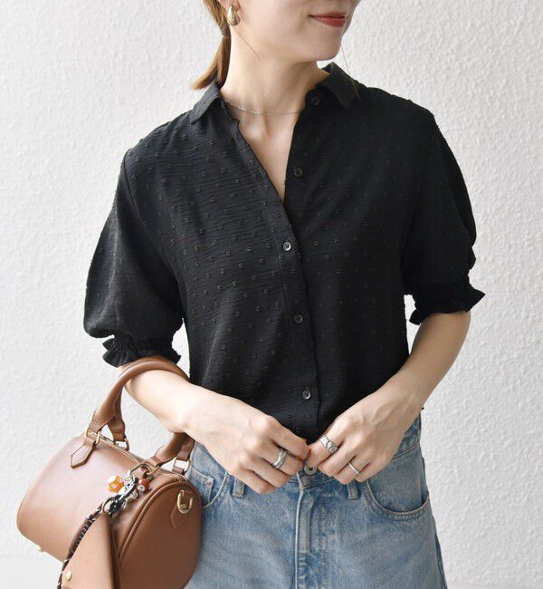 SHIPS any「SHIPS any:〈洗濯機可能〉カットドビー ジャージー パフ シャツ」|Tシャツ・カットソー|