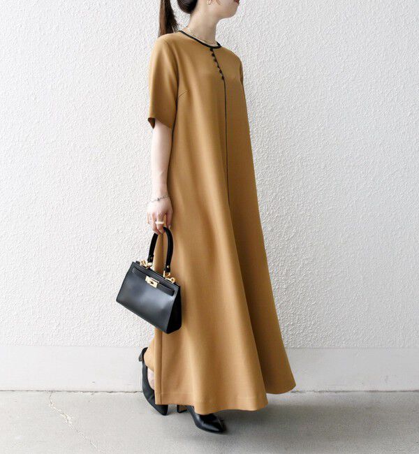 SHIPS any「SHIPS any:〈洗濯機可能〉ウーステッド パイピング ボタン フレア ワンピース」|ワンピース|