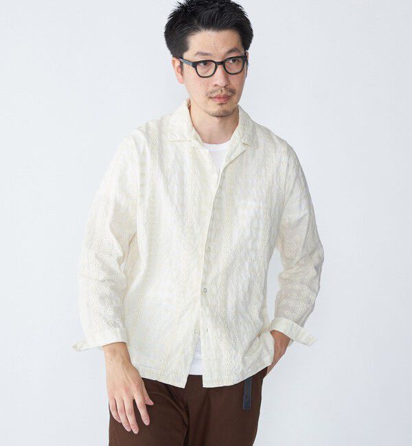 SHIPS「SHIPS: エンブロイダリー オープンカラー ロングスリーブ シャツ」|シャツ・ブラウス|ベージュ