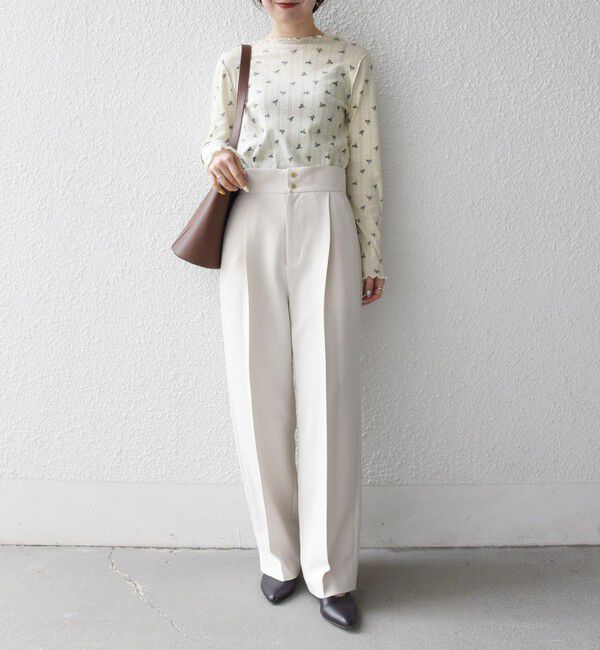 SHIPS any「SHIPS any:〈洗濯機可能〉フラワー アイレット ボトルネック メロウ プルオーバー」|Tシャツ・カットソー|