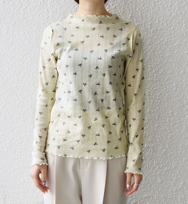 SHIPS any「SHIPS any:〈洗濯機可能〉フラワー アイレット ボトルネック メロウ プルオーバー」|Tシャツ・カットソー|