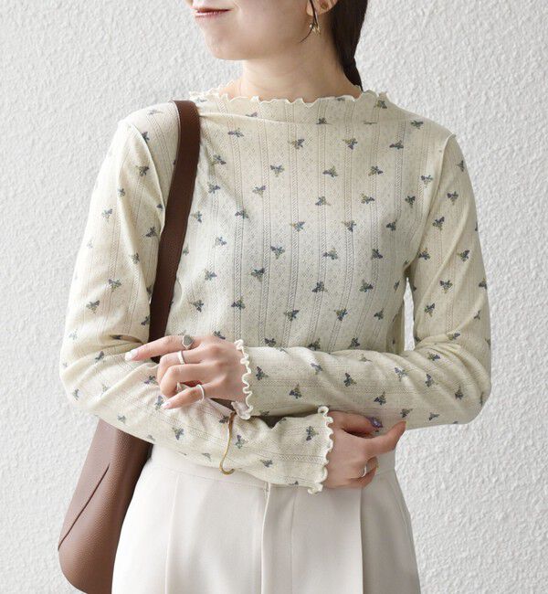 SHIPS any「SHIPS any:〈洗濯機可能〉フラワー アイレット ボトルネック メロウ プルオーバー」|Tシャツ・カットソー|
