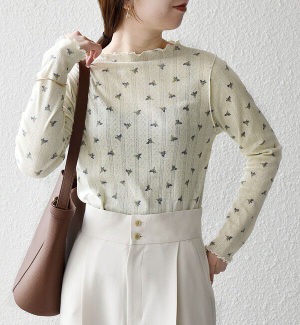 SHIPS any「SHIPS any:〈洗濯機可能〉フラワー アイレット ボトルネック メロウ プルオーバー」|Tシャツ・カットソー|