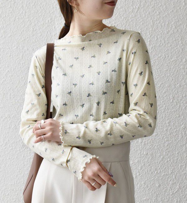 SHIPS any「SHIPS any:〈洗濯機可能〉フラワー アイレット ボトルネック メロウ プルオーバー」|Tシャツ・カットソー|