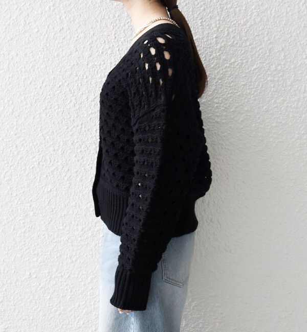 SHIPS any「SHIPS any:〈手洗い可能〉コットン ミックス 透かし編み Vネック カーディガン」|カーディガン|