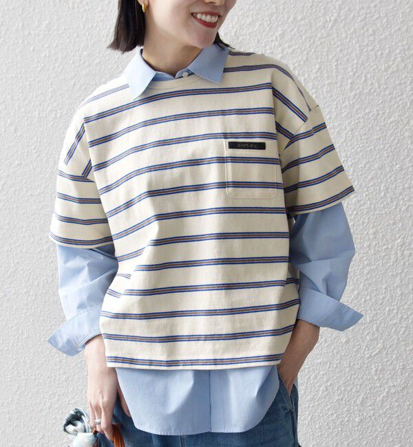 SHIPS any「SHIPS any:〈洗濯機可能〉マルチボーダー ワイド TEE」|Tシャツ・カットソー|