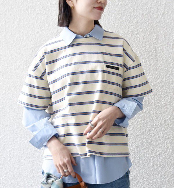 SHIPS any「SHIPS any:〈洗濯機可能〉マルチボーダー ワイド TEE」|Tシャツ・カットソー|