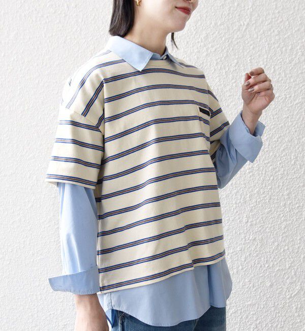 SHIPS any「SHIPS any:〈洗濯機可能〉マルチボーダー ワイド TEE」|Tシャツ・カットソー|