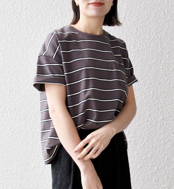 SHIPS any「SHIPS any:〈洗濯機可能〉マルチボーダー ワイド TEE」|Tシャツ・カットソー|