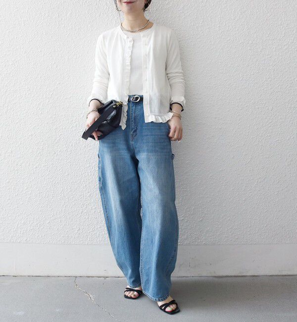 SHIPS any「《予約》SHIPS any:〈手洗い可能〉コットン ミックス シアー フリル カーディガン」|カーディガン|