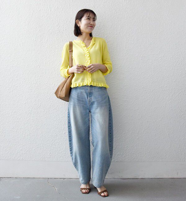 SHIPS any「《予約》SHIPS any:〈手洗い可能〉コットン ミックス シアー フリル カーディガン」|カーディガン|