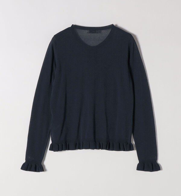 SHIPS any「《予約》SHIPS any:〈手洗い可能〉コットン ミックス シアー フリル カーディガン」|カーディガン|