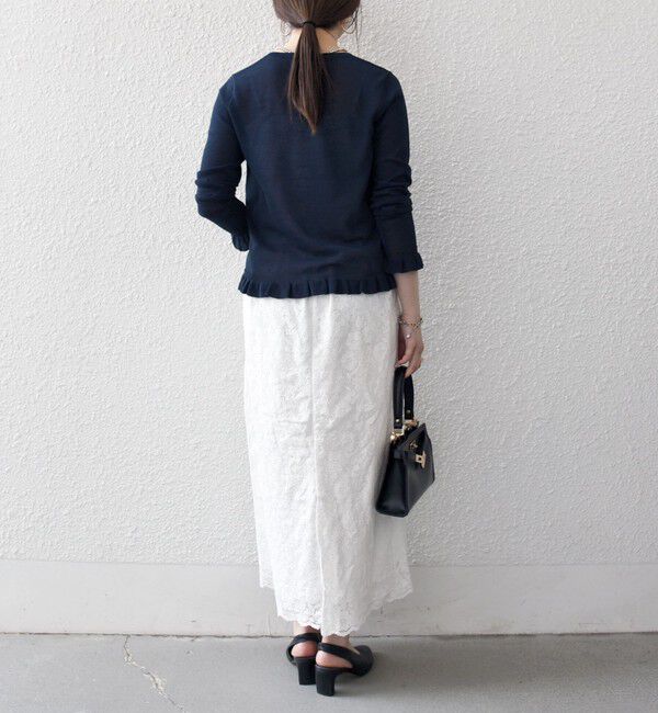 SHIPS any「《予約》SHIPS any:〈手洗い可能〉コットン ミックス シアー フリル カーディガン」|カーディガン|