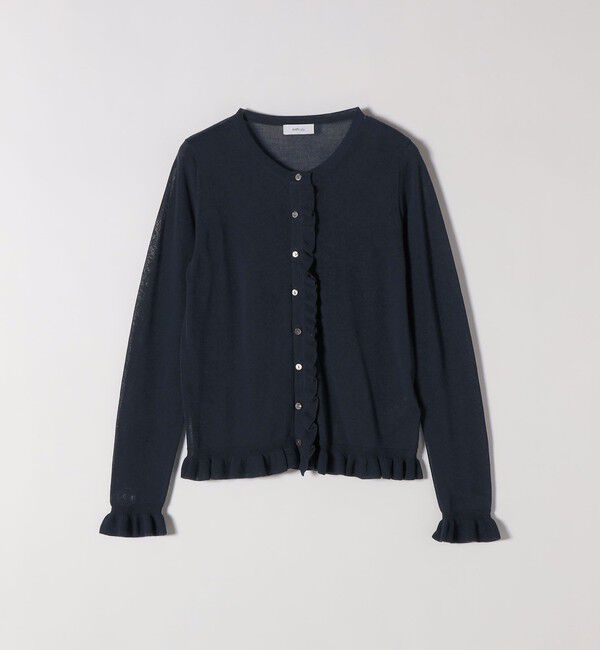 SHIPS any「《予約》SHIPS any:〈手洗い可能〉コットン ミックス シアー フリル カーディガン」|カーディガン|