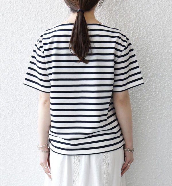 SHIPS any「《予約》SHIPS any:〈洗濯機可能〉マリンボーダー レースアップ ショートスリーブ TEE」|Tシャツ・カットソー|