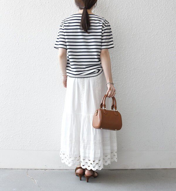 SHIPS any「《予約》SHIPS any:〈洗濯機可能〉マリンボーダー レースアップ ショートスリーブ TEE」|Tシャツ・カットソー|