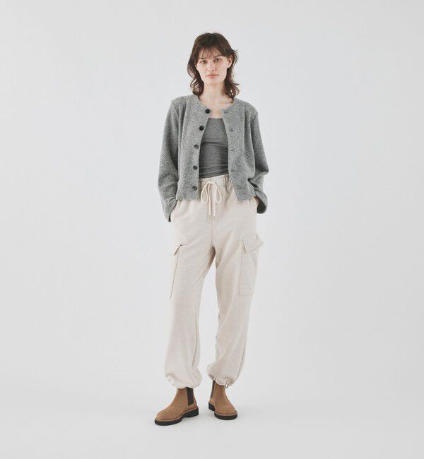 GALERIE VIE「ファインブークレー クルーネックジャケット」|ノーカラージャケット|