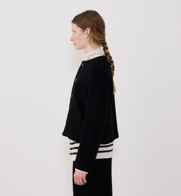 GALERIE VIE「ファインブークレー クルーネックジャケット」|ノーカラージャケット|