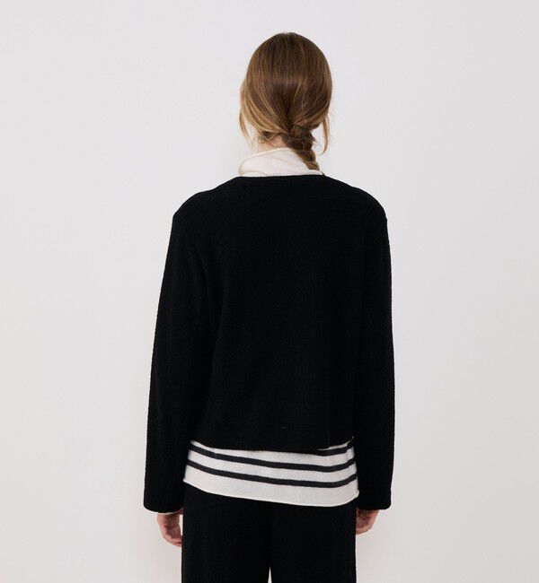 GALERIE VIE「ファインブークレー クルーネックジャケット」|ノーカラージャケット|
