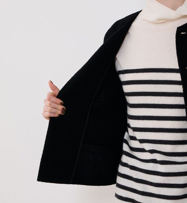 GALERIE VIE「ファインブークレー クルーネックジャケット」|ノーカラージャケット|