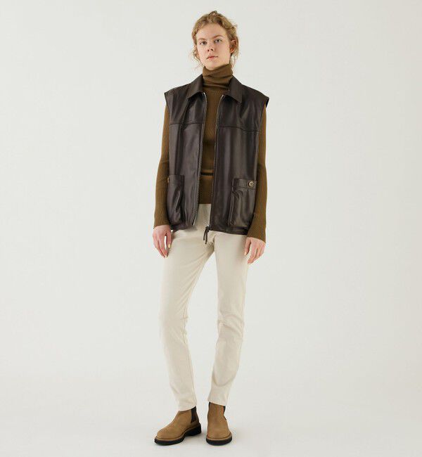 GALERIE VIE「ラムレザー スリーブレスブルゾン」|ブルゾン・スタジャン|